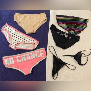 Victoria’s Secret panty lot, 7 pair, assorted styles, size M